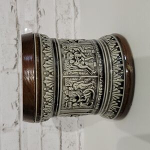 Vintage Marzi And Remy Ceramic Humidor Canister, With Walnut Lid